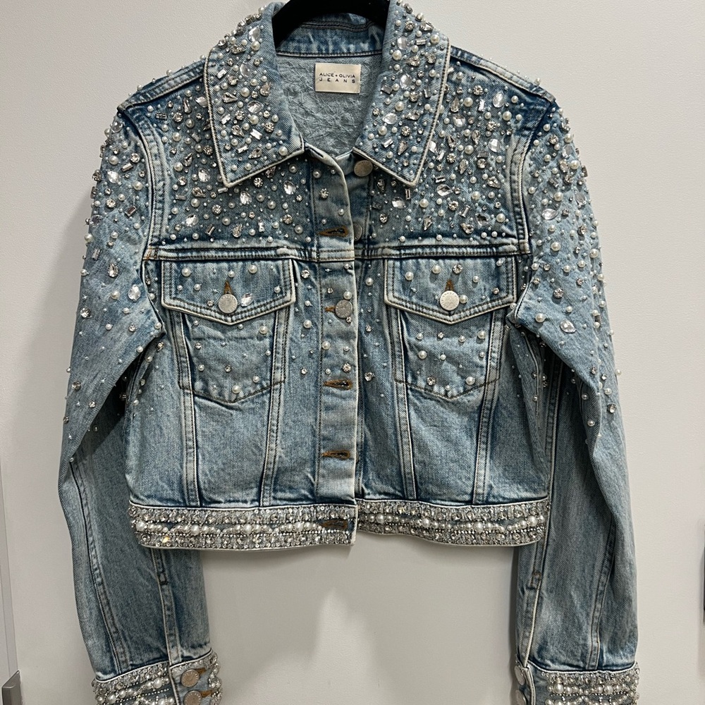 Alice + Olivia Embellished Denim Jacket - NWOT